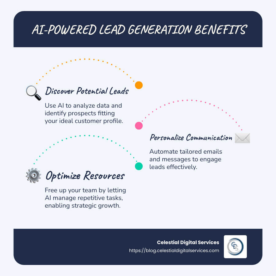 AI-powered lead generation infographic - AI-powered lead generation infographic infographic-line-3-steps-blues-accent_colors