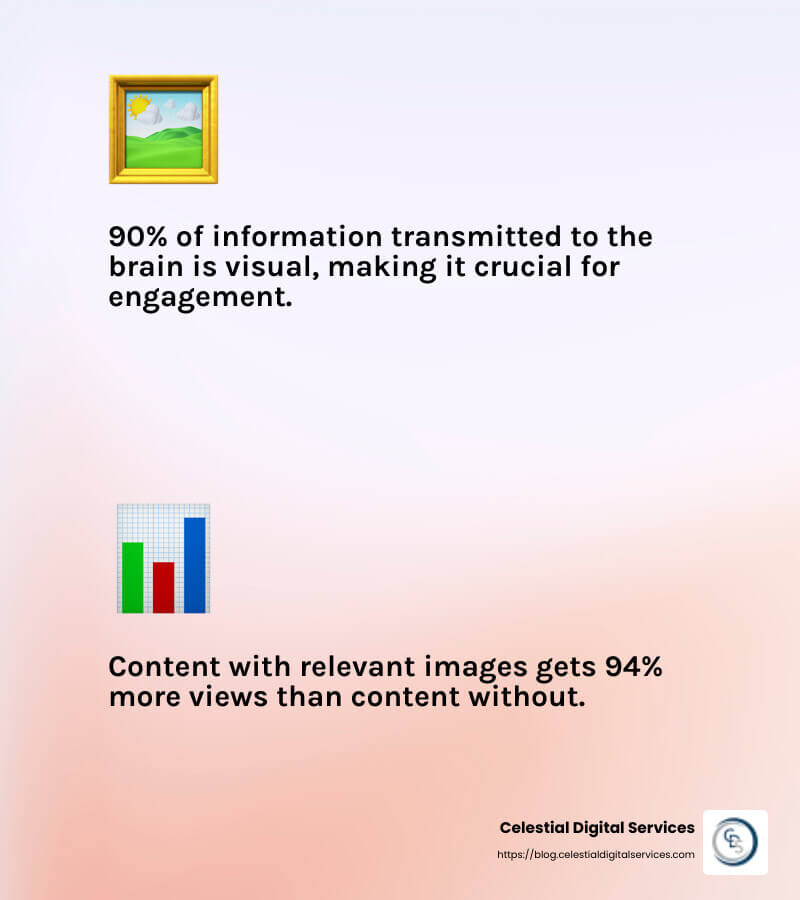 Infographic showing the impact of visuals on engagement - create engaging content infographic 2_facts_emoji_light-gradient